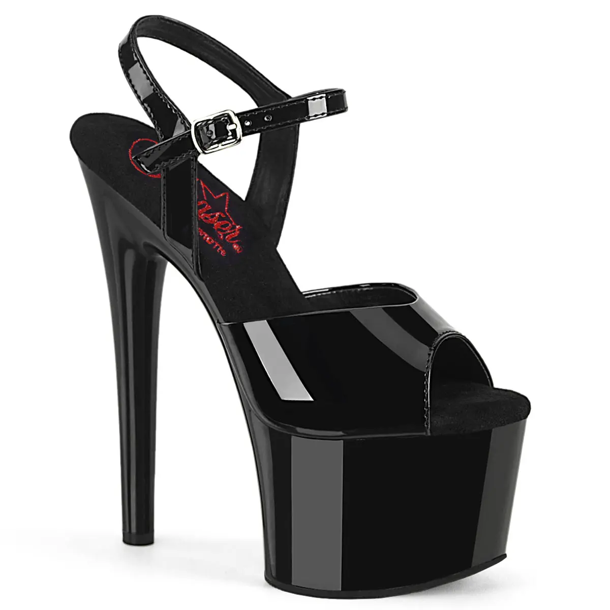 Pleaser Passion-709 Women's Elegant Patent Ankle Strap Sandals, 7" Heel Platform Statement Shoes with Comfort Width for Evening Events