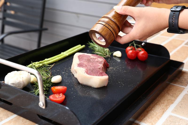 Elf Grill 17" x 13" Nano-Ceramic Nonstick Griddle for Gas & Charcoal Grills – Universal Flat Top Griddle with Grease Groove/Reinforced Ridges/High Sidewalls, Perfect for Healthy Cooking,Parties & Camping