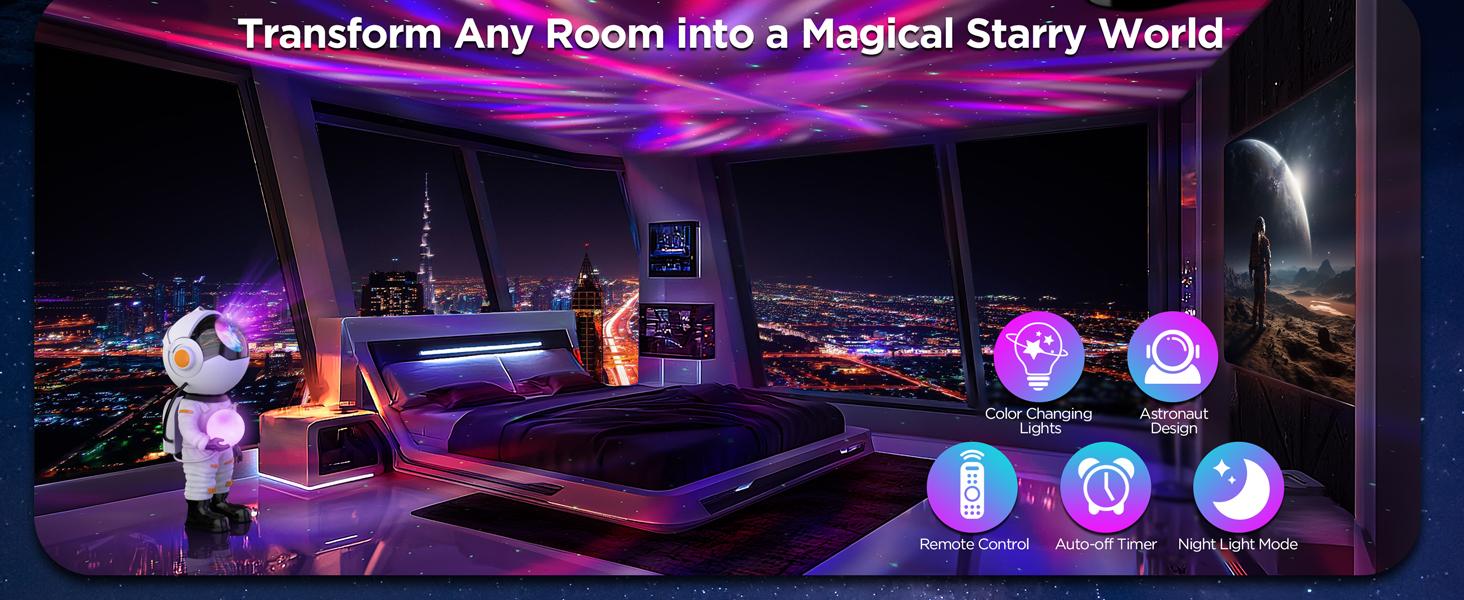 Rossetta Astronaut Galaxy Projector, LED Night Light for Kids with Timer and Remote, Home Decor, Gifts for Adults,Teens, Birthday Party