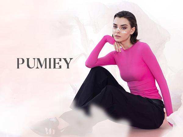 PUMIEY 【Live Only】Long Sleeve Crew Neck Basic Tee Fabric Top Womenswear Cloud Streetwear