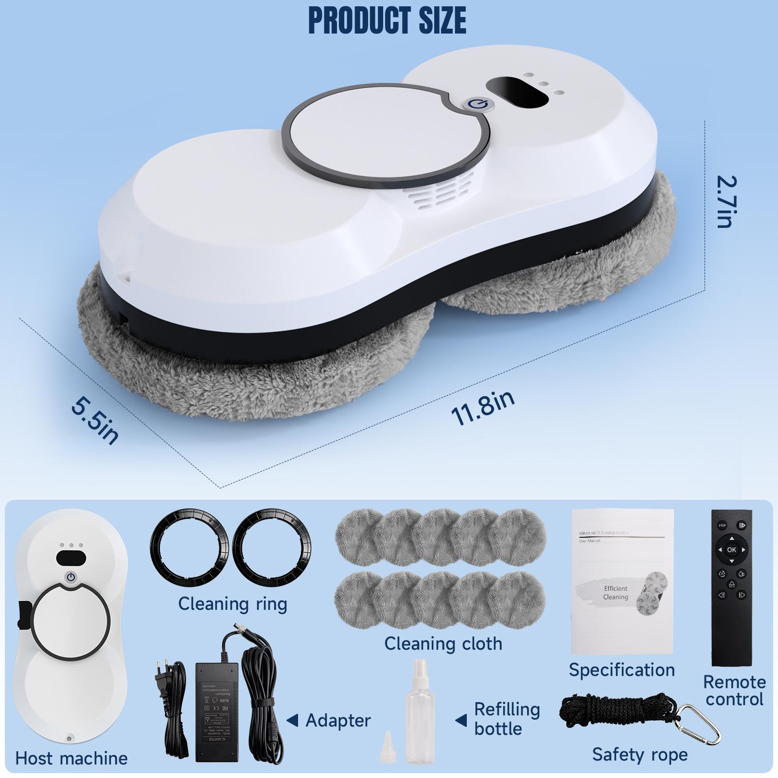 Smart Window Cleaning Robot,3000Pa/5600Pa Auto-Adjust Suction,Multiple Modes,AI Path Edge Clean, Remote Control