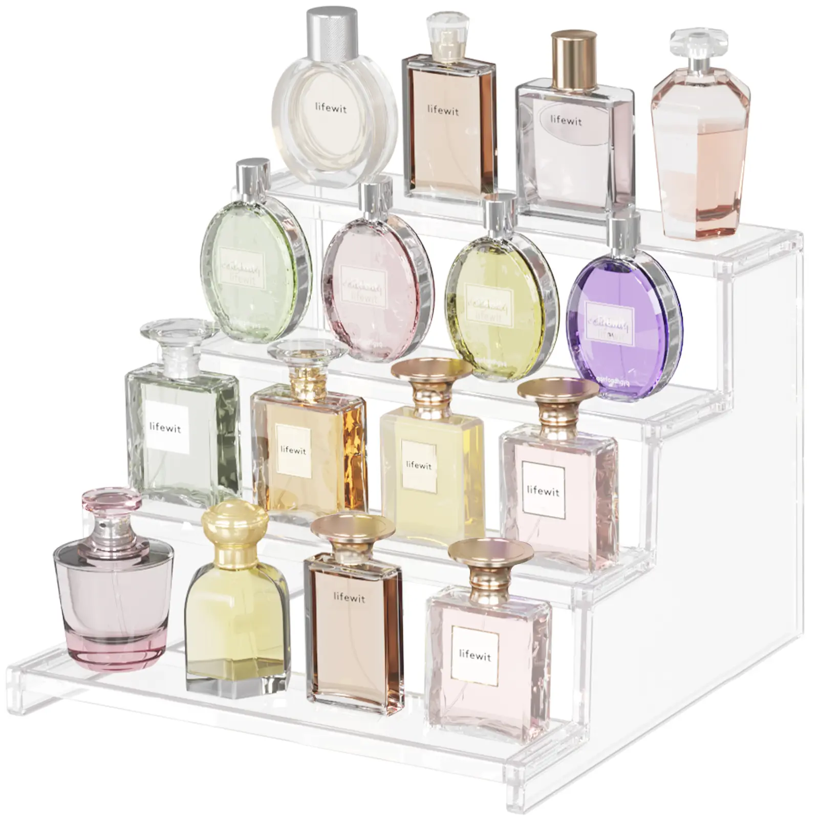 Lifewit 4 Tier Clear Display Stand for Perfume, Cologne, Fragrance, Skincare, Makeup, Cosmetics, Figures, Cupcake, Dessert Shelf Organiser #DealsForYouDays summerwins,dorm essentials,home decor