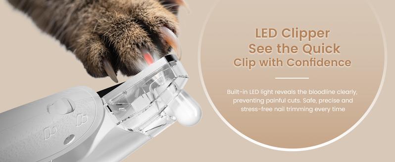 Vankoo 2-in-1 Dog Nail Clipper & Paw Hair Trimmer Kit with LED Light, Pet Paw Trimmer Rechargeable & Waterproof – Small Dog Grooming Clippers– Safe for Dogs & Cats low noise pet shaver Christmas Gift
