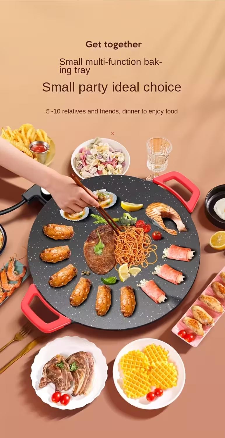 TANLOOK KITCHEN 1500W Portable Electric Korean BBQ Grill Indoor Smokeless Non-stick Grill Pan Adjustable Temperature Control Universal Fry Griddle for Home Cooking