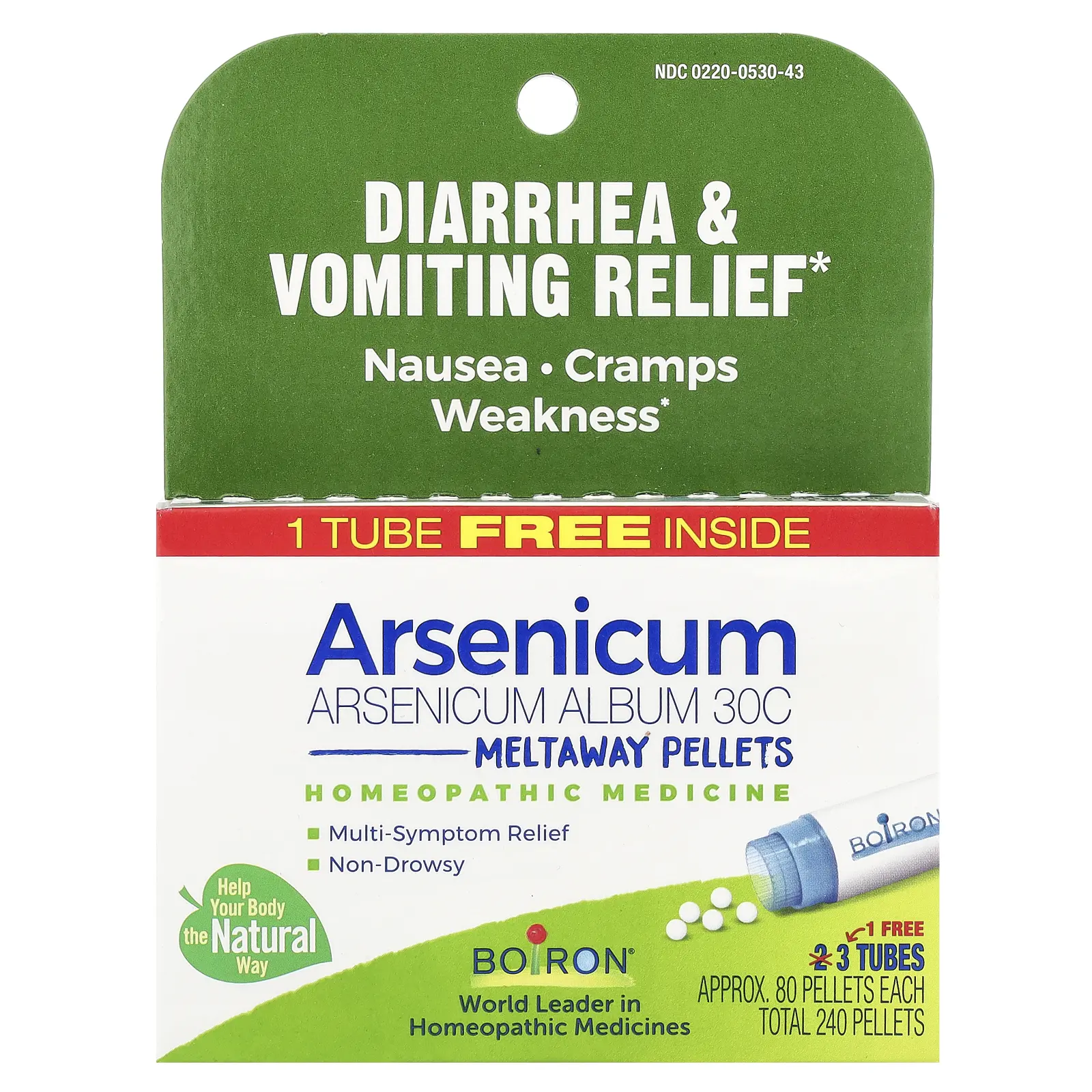 Boiron Arsenicum, Diarrhea & Vomiting Relief, Meltaway Pellets, 30C, 3 Tubes, 80 Pellets Each | HSA/FSA Eligible