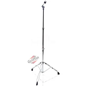 Straight Cymbal Stand by GRIFFIN | Deluxe Percussion Drum Hardware Set for Mounting Medium-Duty Crash, Ride & Splash Cymbals | Double Braced Legs, Slip-Proof Gear Holder | Light for Mobile Drummers