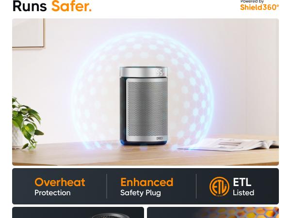 Dreo Space Heaters for Indoor, Portable Electric Heater for Home with Thermostat, 1-12H Timer, Eco Mode and Fan Mode, 1500W PTC Ceramic Fast Safety Energy Efficient Heater for Office Bedroom, Silver