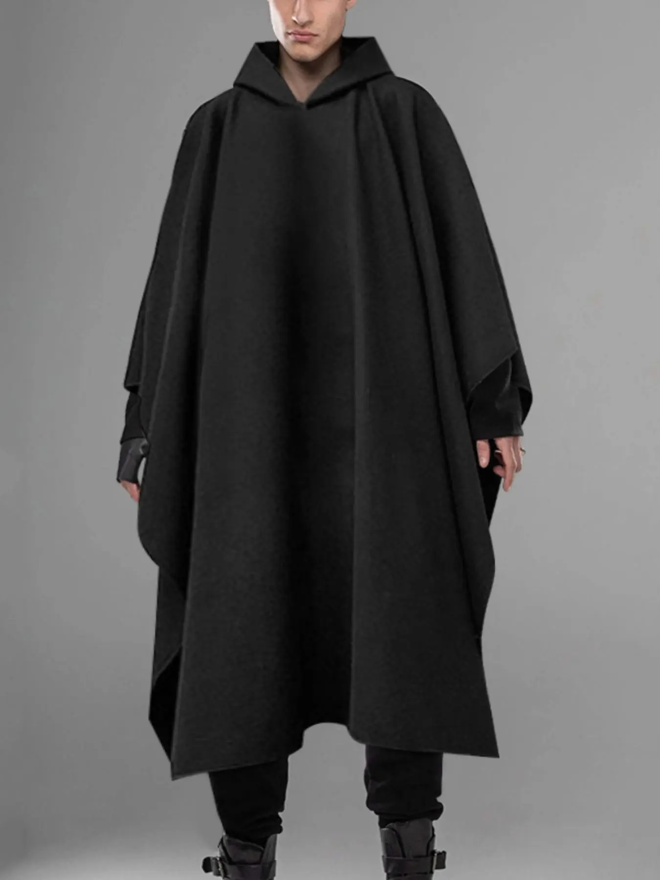Men's Batwing Sleeve Cape Soft Loose Hoodies Cloak Pullover Jumper Poncho Jacket Overcoats