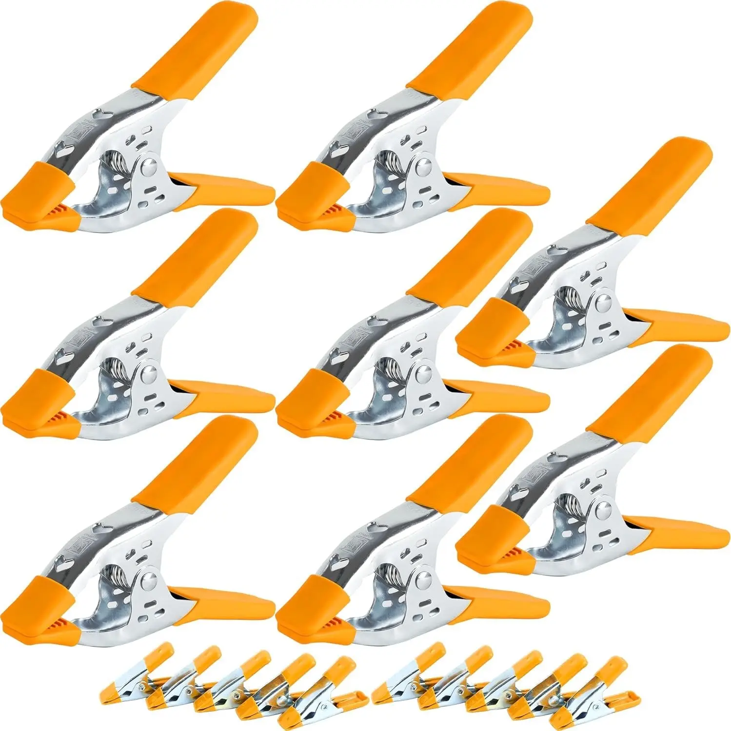 WELLMAX 18PC Heavy-Duty Spring Clamps Set - 10PC 2in, 8PC 6in Metal Clamps, Durable Iron & Nickel-Plated Hardware for Woodworking, DIY Projects, Multi-Use Tools & Hardware