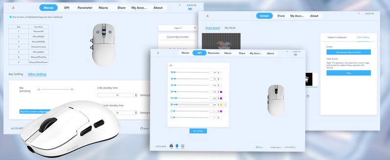 AJAZZ AJ159 APEX Wireless Gaming Mouse with RGB Magnetic Charging Dock, PAW3950APEX Optical Sensor with 42K DPI Max, 56g Lightweight BT/2.4G/USB-C Wired, for PC Mac Gamers