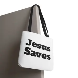 Women's Reusable Tote Bag, Christian Jesus Saves Typography, Double-Sided Print