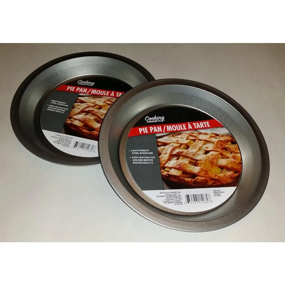 8-Inch Heavyweight Steel & Aluminum Round Pie Pans 2-Pack, Non-Stick Heat-Resistant Porcelain-Coated Bakeware, Even-Heating Dishwasher-Safe Baking Trays for Homemade Pies & Small Bakeries (Baking Supplies Included)