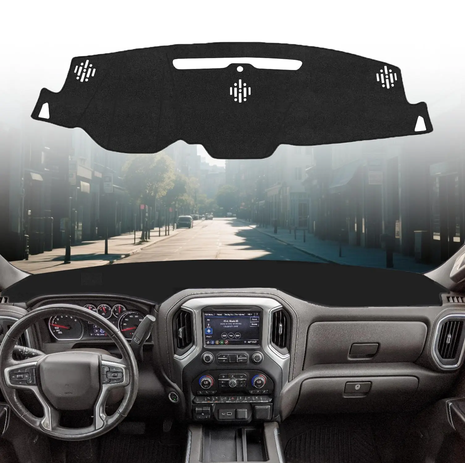 Dashboard Cover Custom Fit for Chevy Chevrolet Tahoe/Suburban/GMC Yukon 2015-2019 2020 Accessories Nonslip Dash Board Carpet UV Rays Protector (Black Ployester)