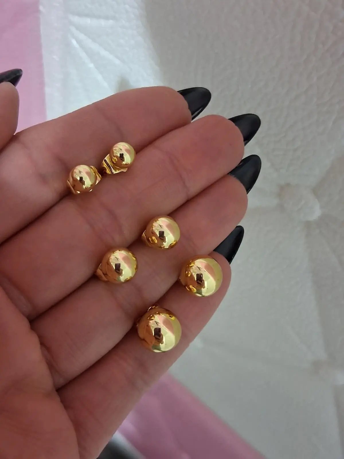14K Gold Plated Ball Stud Earrings Set (3 Sizes – Small, Medium & Large)