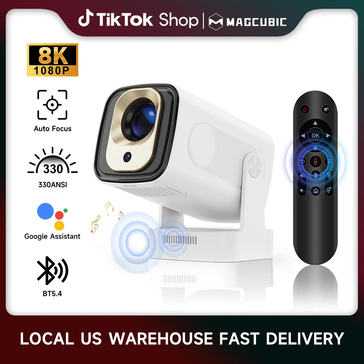 [US warehouse] Magcubic Auto Focus HY310 Projector 330ANSI Google Assistant 8K Decode Native 1080P BT5.4 WIFI6 Android 14 Built-in Speaker Allwinner H726 60Hz Reflash Home Cinema Mini Portable Projector Wireless Local #TikTokShopBackToSchool