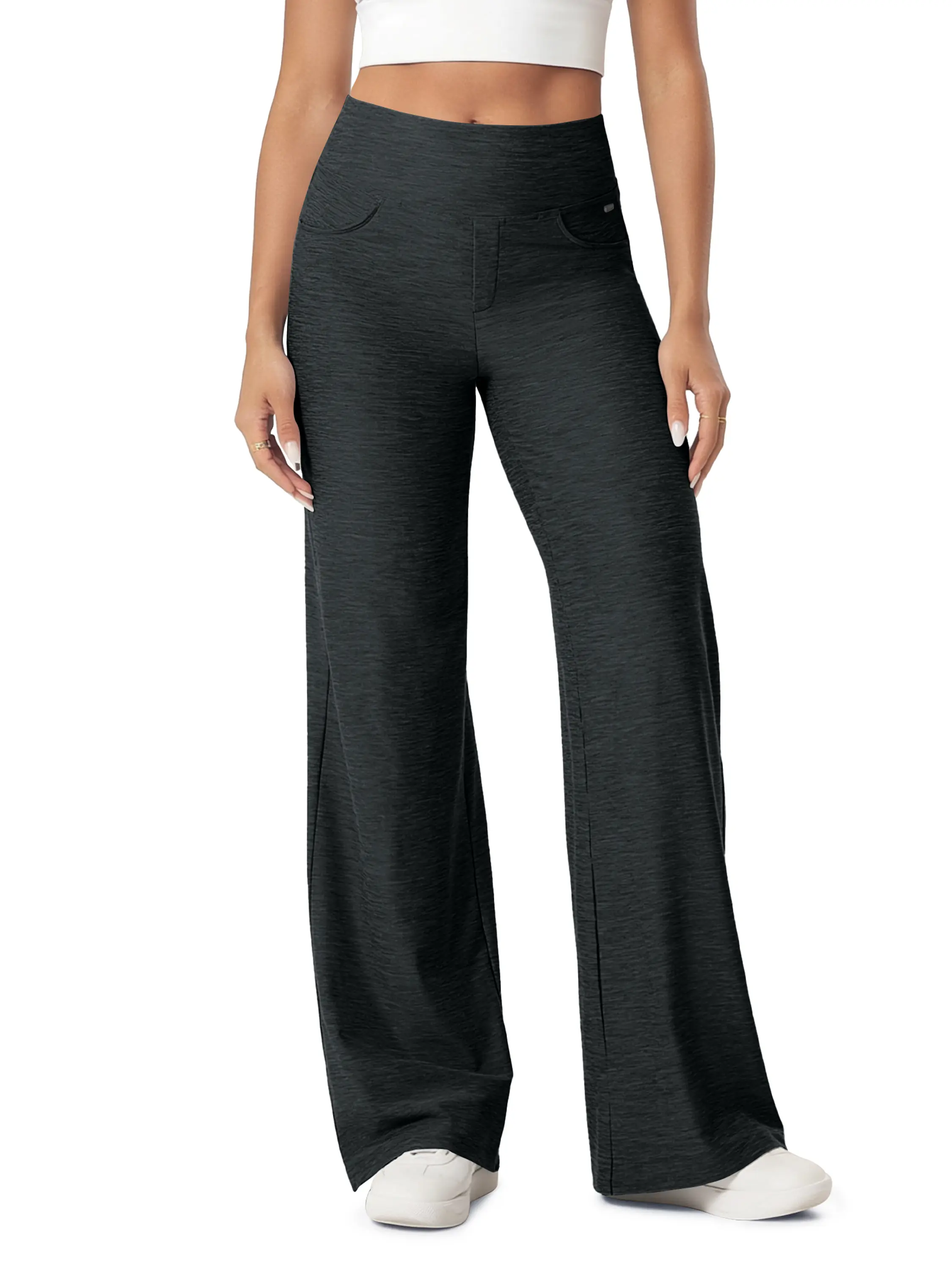 ODODOS Women's Wide Leg Casual Work Pants, High Waist Tummy Control with Pockets, Breathable odSTRATUM 4-Way Stretch, 31" Inseam, All Season Trousers, Bottoms With Pockets, Breathable High Waist, Anti-Shrink Pants, Casual Elastic Waisted, Casual Comfy Poc