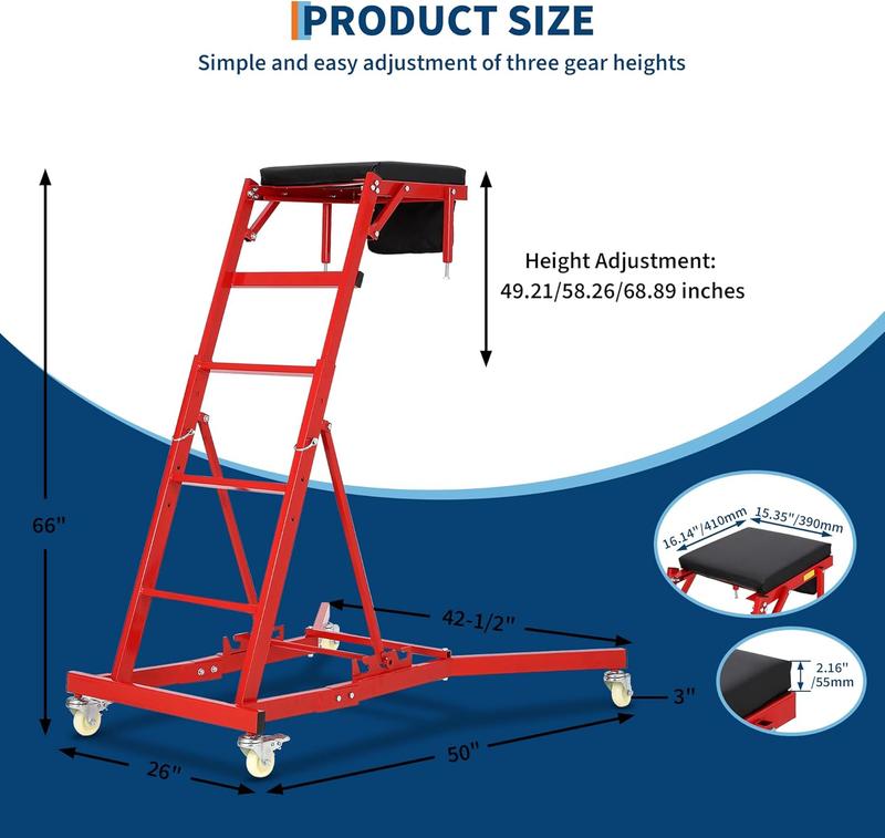 Automotive Top Side Creeper, Top Side Creeper (49"-69" Length) for Trucks, Engine Creeper with 400LB Capacity, Foldable Creeper for Home Garage,Auto Repair and Maintaince
