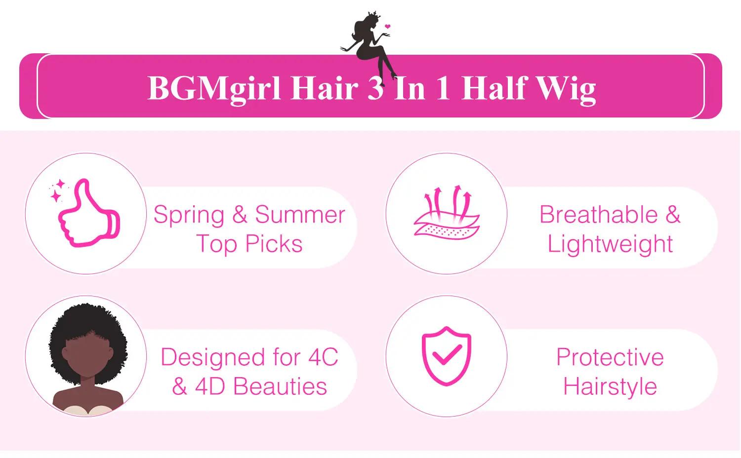 [Wear Go Half Wig] BGMgirl Burmese Curly Wear Go Spiral Curly Ends Half Wig Invisible Hairline Draw-string Cap Seamless Flip Over Locs Style Human Hair Wig Beginner Friendly Vacation Hair Updo Down Style TikTokShopBlackFriday