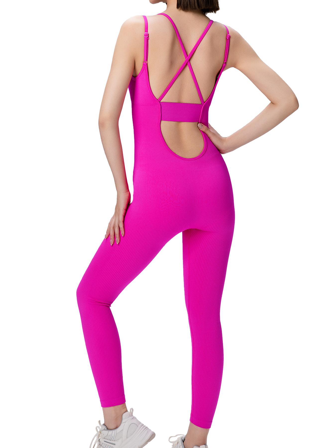 SUOVADUN 310001 Women's Seamless Sportswear One-Piece Yoga Jumpsuit with Tummy Control Hip Lift for Daily Wear and Training Solid Color Stretchable Activewear Workout Gym Clothing