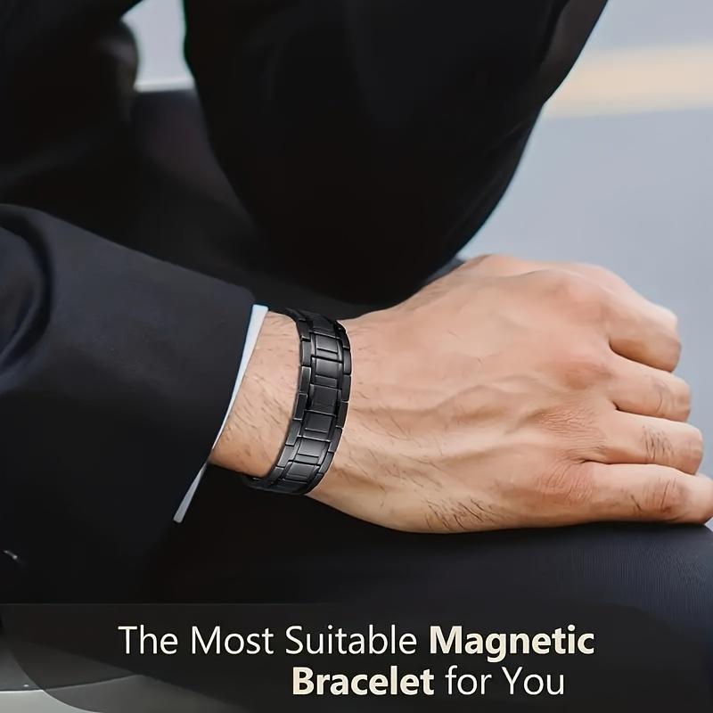 Adjustable 3X Magnetic Men's Set - Bracelet + Ring, Ergonomic Design, Smooth Stainless Steel Surface, Durable & Ideal Father's Day Gift