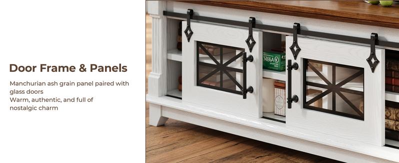 IRONCK 48'' Coffee Table with Sliding Barn Doors, Rustic Center Table with 6 Large Storage Space, Glass Doors and Adjustable Middle Shelf, Farmhouse Coffee Tables for Living Room IRONCK 48'' Coffee Table with Sliding Barn Doors, Rustic Center Table with 6 Large Storage Space, Glass Doors and Adjustable Middle Shelf, Farmhouse Coffee Tables for Living Room