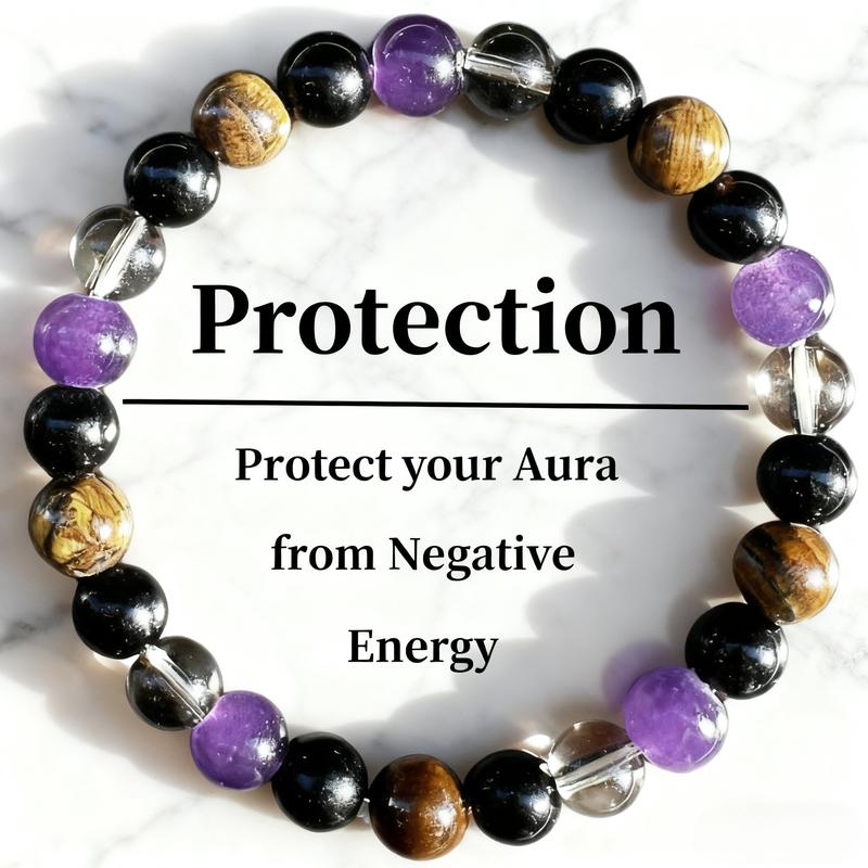 Tiger Eye & Black Obsidian Boho Style Protection Bracelet for Women Men, 8mm Crystal Beaded Bracelet, Perfect Self-Care Jewelry Gifts, Handmade Gemstone Reiki Spiritual Christmas Gift for Daily Wear