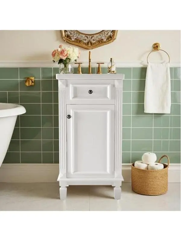 Bathroom Vanity with Basin – Sink Cabinet with Door, Independent Bathroom Storage Cabinet (No Mirror & Faucet), Practical for Bathroom Organization