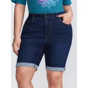 【Summer Turn-Up】【Butt Lifting】BlOOMCHIC plus size Stretchy Mid-Rise Skinny-Fit Denim Shorts BBL [M-6X] 2026 Summer Pick for Mother's Day