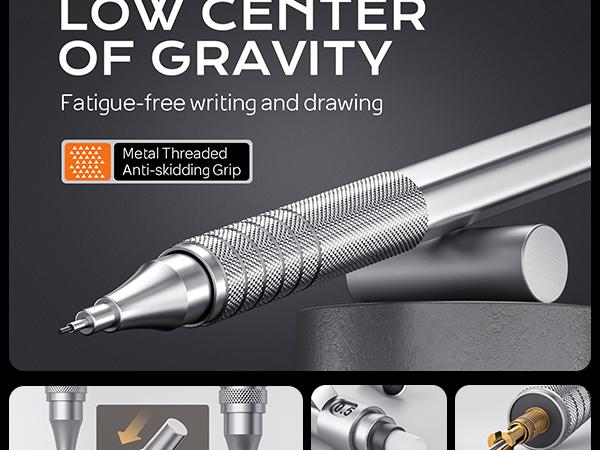 Nicpro Metal Mechanical Pencil Set 0.5 mm & 0.7mm with Case, Artist Pencil MP1000 with HB Lead Refill, Eraser, Eraser Refill For Art Writing Drafting Drawing