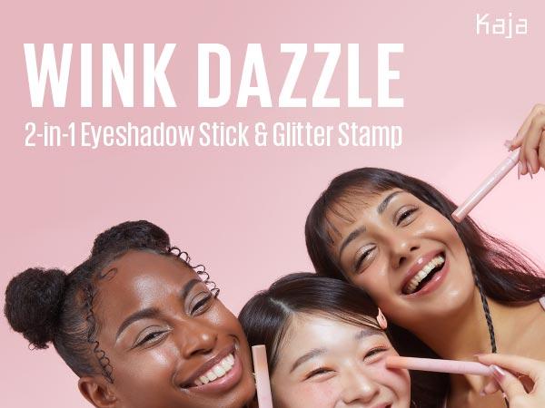 Kaja Wink Dazzle | Dual-ended creamy Eyeshadow Stick with Glitter, 'Aegyo' makeup look, Smudge proof, Creamy & blendable formula, Multi-Stick | Vegan, Cruelty-Free