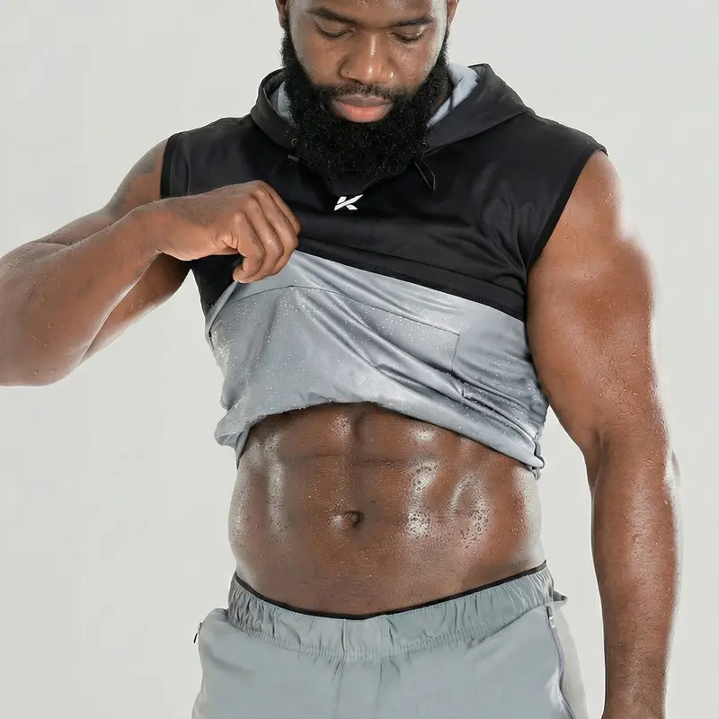 [Kewlioo] Hooded Sauna Shirt for Men, Heat Trapping Pullover Sweat Vest, Men’s Sauna Suit Tank Top Hoodies for Exercise, Cardio Search this page