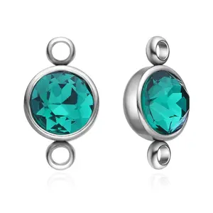 10pcs Grade A May Emerald Green Birthstone Links, Stainless Steel, Non Tarnish, 10mm, CCP36-5