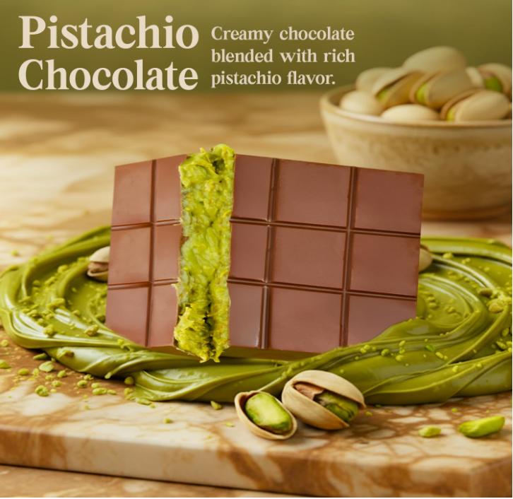 Dubai Chocolate Bar Pistachio – 2.6 oz Premium Dessert with Pistachio Cream & Kataifi Filling | Gourmet Dubai Chocolate Filling | Elegant Gift Chocolate