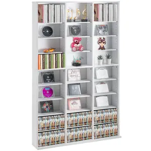 【Summervibes】VEVOR Media Storage Cabinet,  9-layer DVD Shelf Holds up to 756 CDs, Adjustable CD Shelves 27 Compartments, Protects & Organizes Music, Movie, Video Games or Memorabilia Collections,White