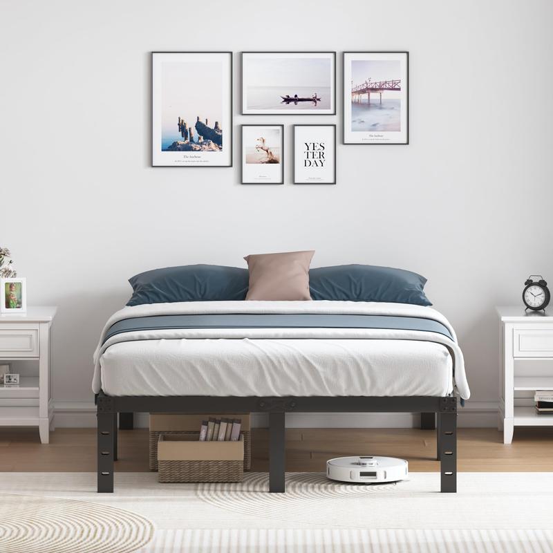 Edenza-Bed Frame- 14 16 18 Inches, Twin Full Queen King Size with Storage Space Under Frame ，Heavy Duty Metal Platform Bed Frames , Sturdy Steel Slat Support barbarian Bedroom Bedframe Bedframes