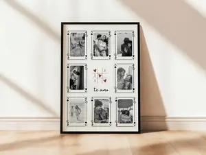 Custom Playing Card Couple Poster Template, Editable Romantic Photo Card Wall Art, Personalized First Anniversary Gift, Valentine Love Print for Boyfriend Girlfriend