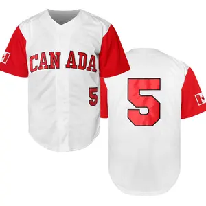 Men's Canada 5 Baseball Jersey Retro Style | Soft Breathable Fabric for Game Day | Vintage Full Button Down Fan Edition Top | Perfect Gift for Hombres