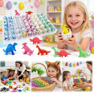 60PCS Small Hatching Dinosaur Eggs for Dinosaur Birthday Party Favors Valentine Goodie Bag Stuffers Classroom Carnival Prizes Bulk Pinata Fillers Novelty Grow in Water Dino Eggs with Toys Inside
