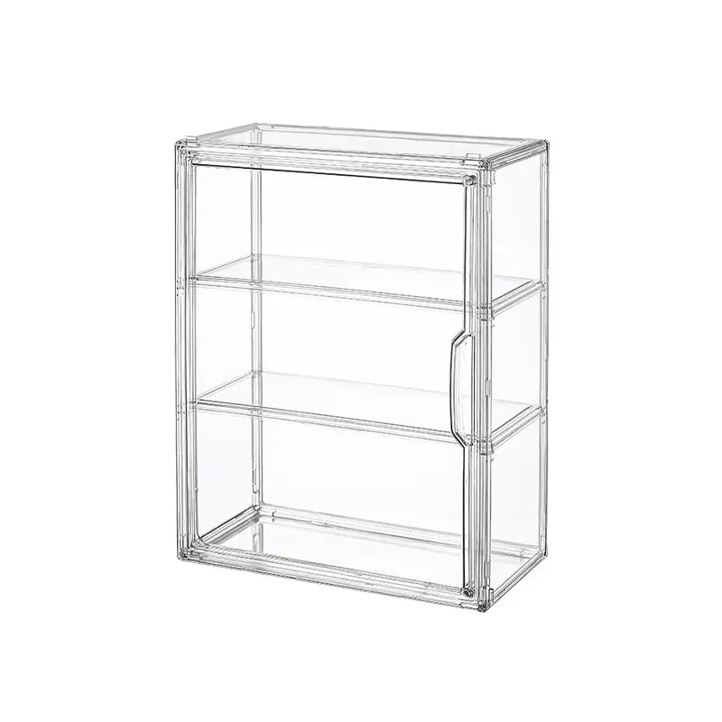 BOHOIDEE 3 Tiers Clear Acrylic Display Case, Magnetic Door Dustproof Organizer, Wall-Mounted Showcase for Collectibles Action Figures