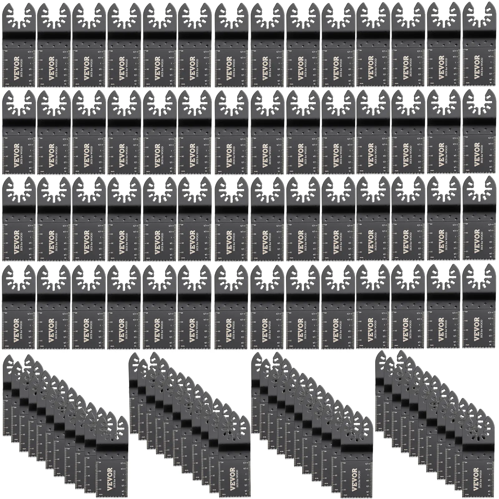 VEVOR 100PCS Oscillating Saw Blades, Quick Release Multitool Blades Kit, HCS Tool Blades for Wood Plastic Metal Nails Bolts, Compatible with Dewalt Dremel Fein Worx Bosch Makita Milwaukee VEVOR Super Brand Day