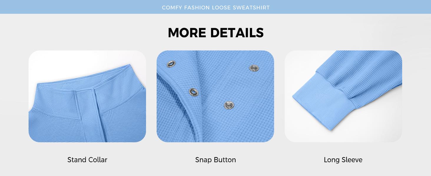 Fisoew Womens Waffle Knit Oversized Sweatshirt Casual Snap Stand Collar Long Sleeve Pullover Tops Fall Travel Outfits Womenswear Button women zip crewneck graphic camohoodie wicked sweatshirt cute winter zip hoodie Check Knitwear #TikTokShopHolidayHaul Sp Fisoew Womens Waffle Knit Oversized Sweatshirt Casual Snap Stand Collar Long Sleeve Pullover Tops Fall Travel Outfits Womenswear Button women zip crewneck graphic camohoodie wicked sweatshirt cute winter zip hoodie Check Knitwear #TikTokShopHolidayHaul Sp