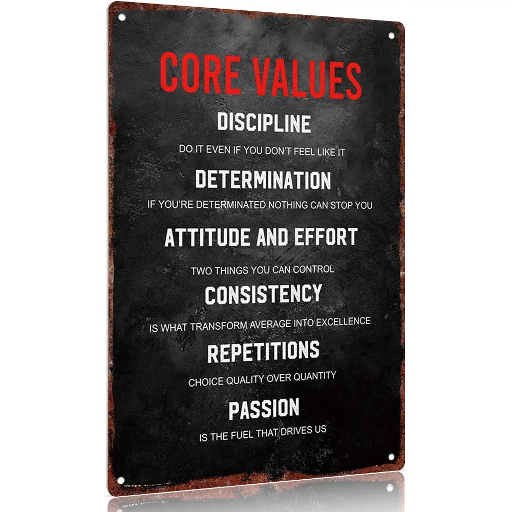 12x8 in Sturdy Black Vintage Metal Aluminium Core Inspirational Wall Decor Sign - Fade Resistant Hanging Plaque for Adult Home, Fitness Gym with Discipline, Determination, Consistency Quotes, Consistency Cue, Built to Handle Daily Hustle