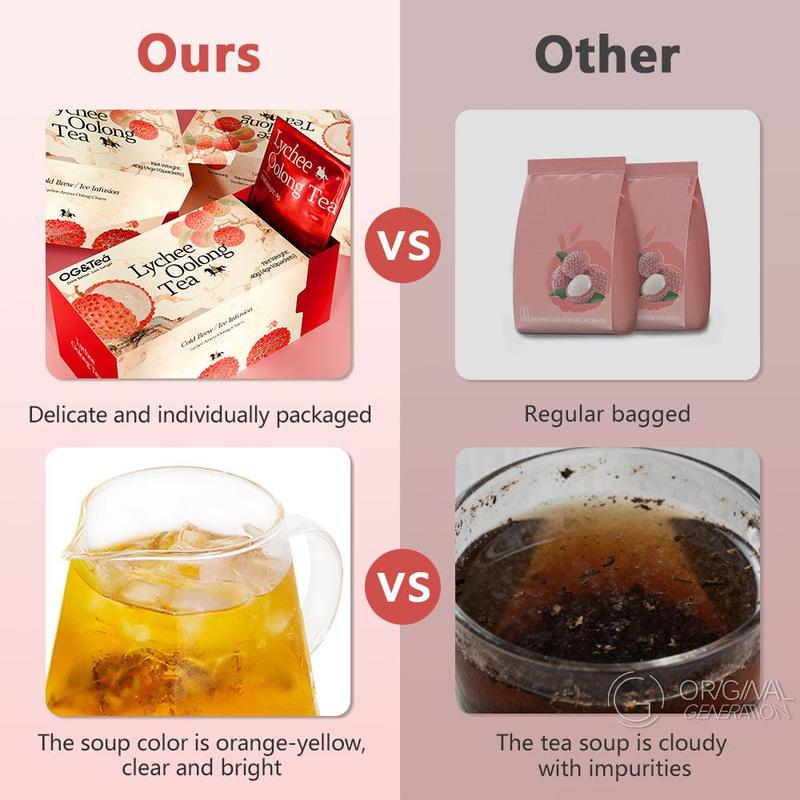 BOGO 2 Cartons Lychee Oolong Tea (1Carton 40g 4g×10pcs)×2 Cold Brew With Real Lychee Inside No Sugar No Artifical Flavor With Lychee Pear And Oolong Tea