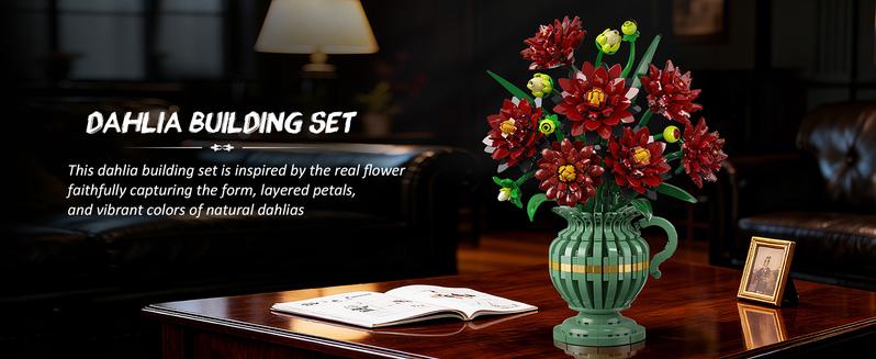 Black Dahlia Flowers Bonsai Building Set, Botanical Collection Building Block, Artificial Plant Kit Home Decor, 503 PCS Flower Bouquet Birthday Gift for Her Adults Kids Boys Girls 12+ Black Dahlia Flowers Bonsai Building Set, Botanical Collection Building Block, Artificial Plant Kit Home Decor, 503 PCS Flower Bouquet Birthday Gift for Her Adults Kids Boys Girls 12+