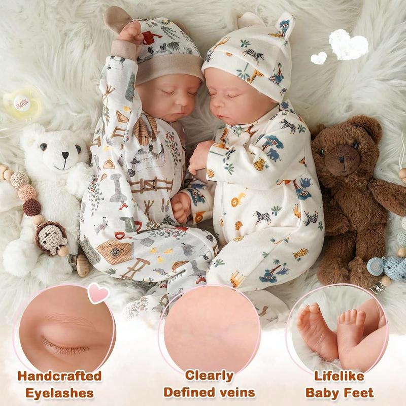 BABESIDE Lifelike Reborn Baby Dolls Twins, 17 /20 inch Soft Vinyl Limb Cloth body Dolls Realistic Newborn Real Life Baby Boy Girl Dolls with Clothes and Pacifier Toy Gift for Kids Age 3+