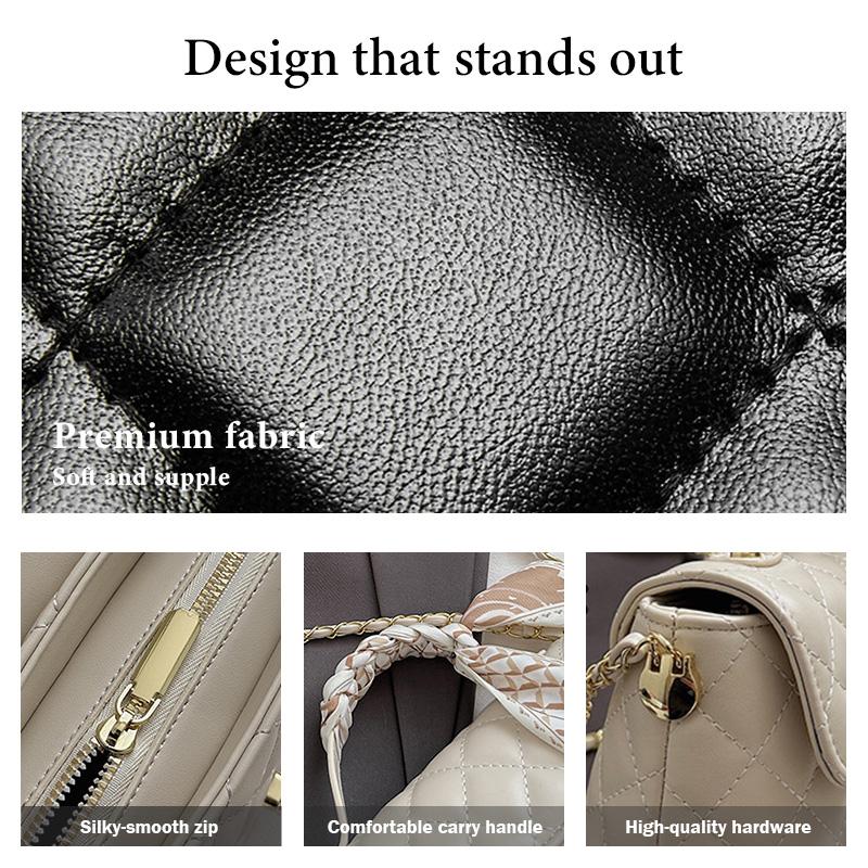 Elegant Pink Quilted Crossbody Bag with Scarf Wrapped Handle Small Flap Purse for Women Chic Daily Shoulder Bag Lightweight Ladies Handbag Fits Essentials for Travel & Date Night