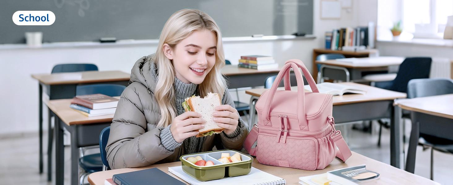 9L Lunch Bag - Double Deck Insulated, Quilted Puffer Tote, Leakproof, Durable & Reusable, Perfect for Work, Picnic, Travel & Meal Prep