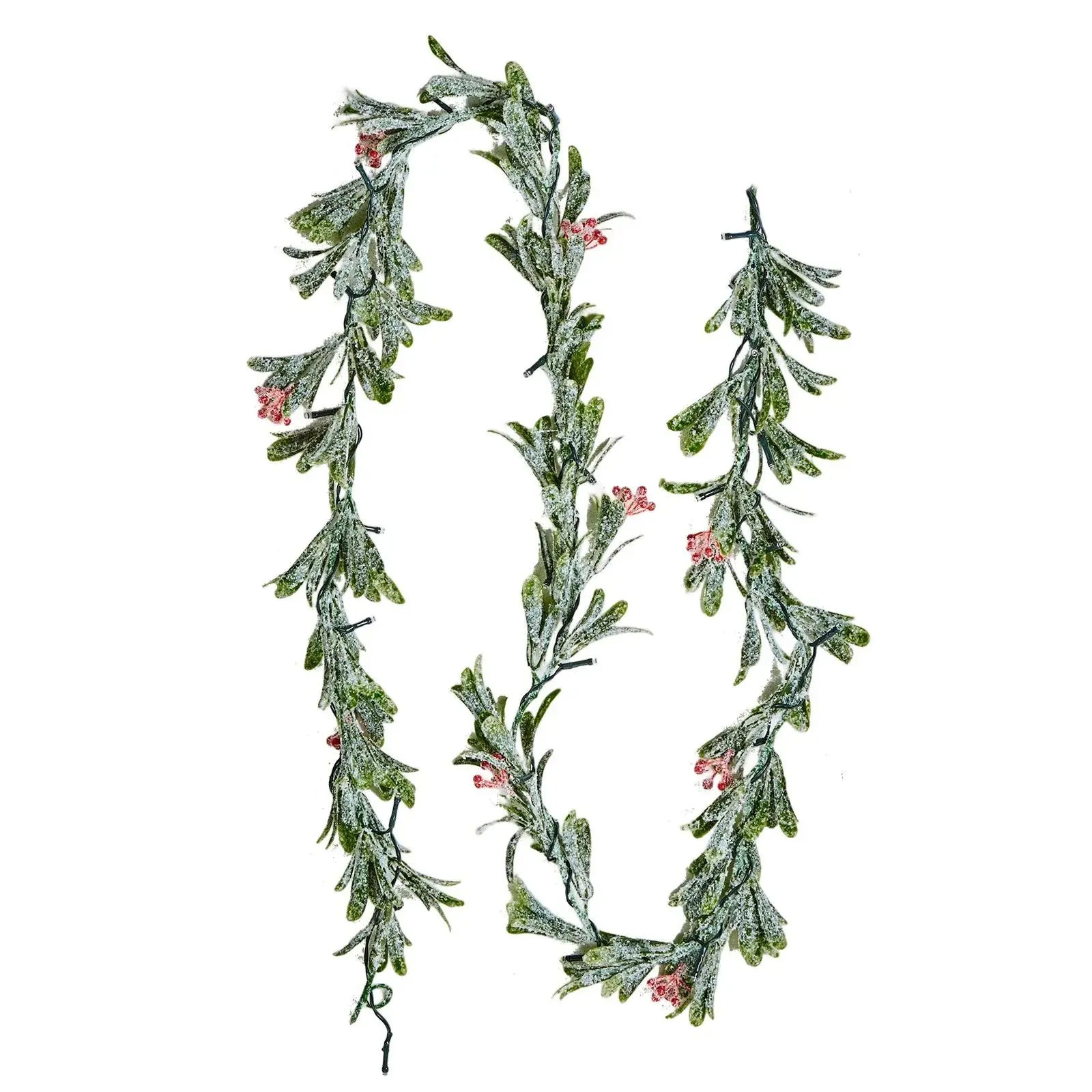 VEVOR 6.6-FT Fluffy Flexible PE Fabric Christmas Garland, Corrosion-Resistant Evergreen Faux Greenery with Vines, Olive Leaves, Berries, LED Light String for Indoor Mantel, Outdoor Fireplace Xmas Decor#BackToSchool