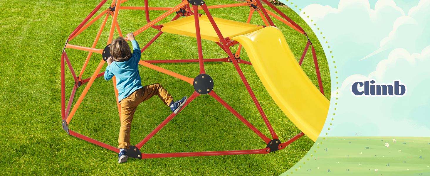 Costzon Kids Playground Climber, 2 in 1 Indoor Geometric Dome Climber Set, Metal Jungle Gym Monkey Bar Climbing Toys Father's Day Gift Costzon Kids Playground Climber, 2 in 1 Indoor Geometric Dome Climber Set, Metal Jungle Gym Monkey Bar Climbing Toys Father's Day Gift