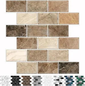 URCOLOR 10-Sheet Stick on Backsplash for Kitchen,12"X12" Peel and Stick Self Adhesive Wall Tiles Back Splashes for Bathroom Brown Marble Look